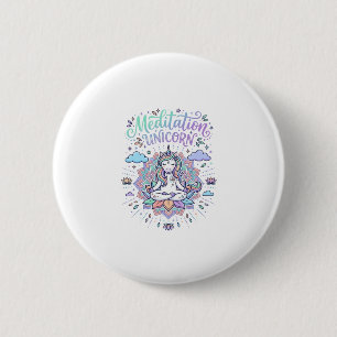 Unicorn Meditation Unicorn White Background Vector 6 Cm Round Badge
