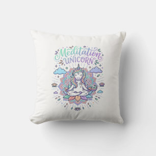 Unicorn Meditation Unicorn White Background Vector Cushion