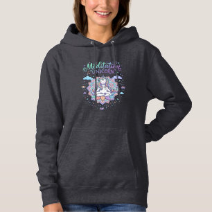 Unicorn Meditation Unicorn White Background Vector Hoodie