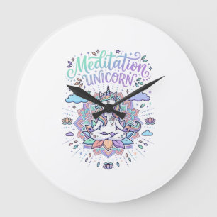Unicorn Meditation Unicorn White Background Vector Large Clock
