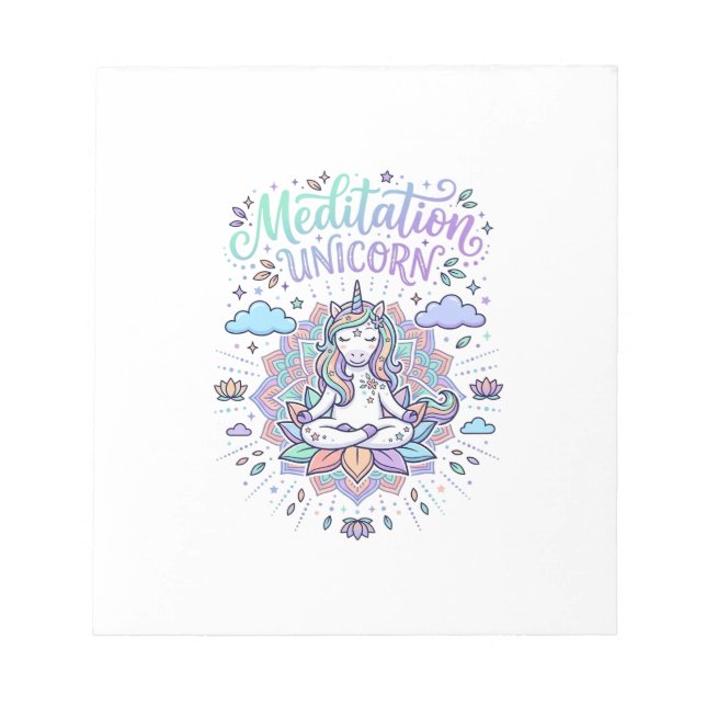 Unicorn Meditation Unicorn White Background Vector Notepad (Front)