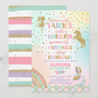 Unicorn Mermaid And Fairy Birthday Invitation