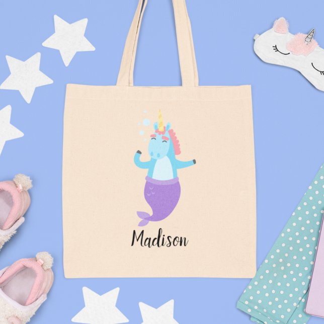 Unicorn Mermaid Character Cute Kids Fun Tote Bag