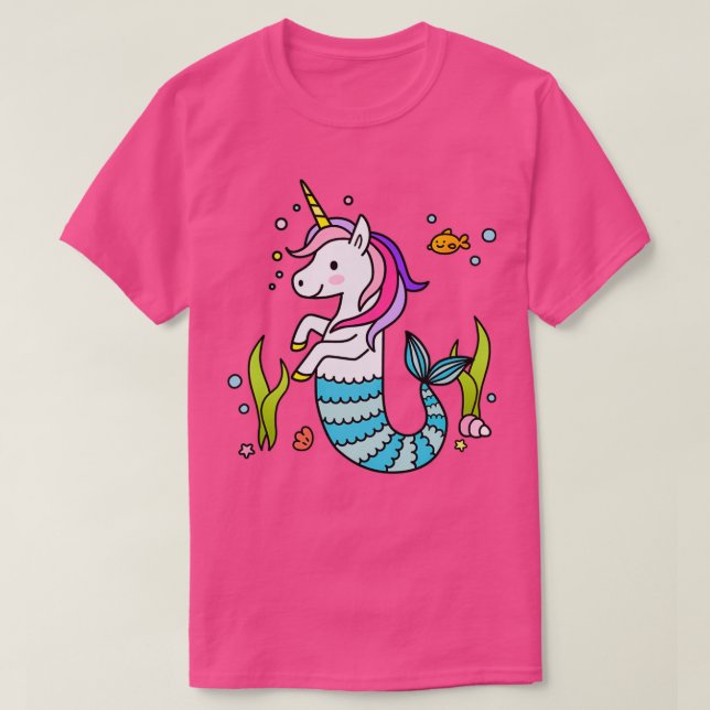 Unicorn Mermaid Cute Fun Mermicorn T-Shirt (Design Front)