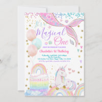 Unicorn Mermaid Magical One Girl 1st Birthday