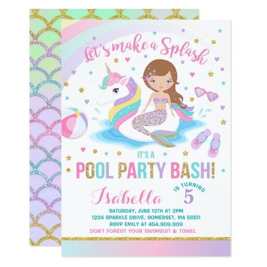 Mermaid Pool Party Invitations 10