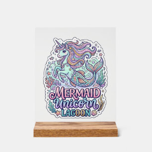Unicorn Mermaid Unicorn Lagoon Graphic Design Zazz Acrylic Sign