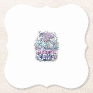 Unicorn Mermaid Unicorn Lagoon Graphic Design Zazz Paper Coaster