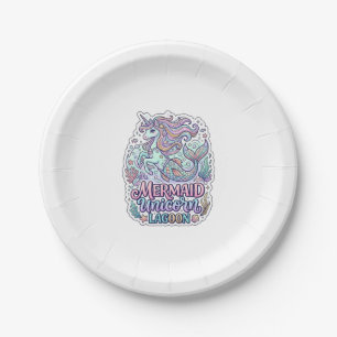 Unicorn Mermaid Unicorn Lagoon Graphic Design Zazz Paper Plate