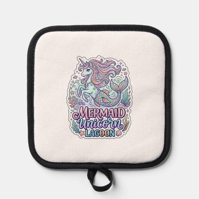 Unicorn Mermaid Unicorn Lagoon Graphic Design Zazz Pot Holder (Front)