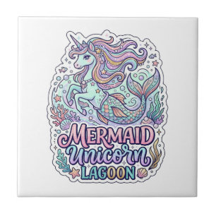 Unicorn Mermaid Unicorn Lagoon Graphic Design Zazz Tile