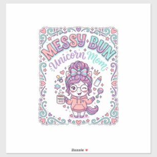 Unicorn Messy Bun Unicorn Mum Retro Style Graphic 