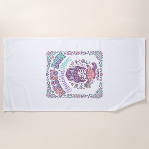 Unicorn Messy Bun Unicorn Mum Retro Style Graphic  Beach Towel