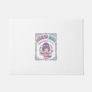 Unicorn Messy Bun Unicorn Mum Retro Style Graphic Doormat