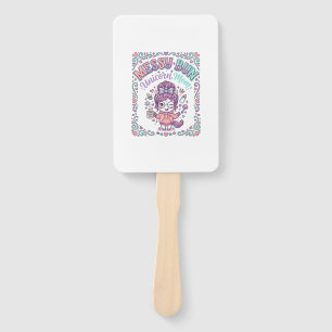 Unicorn Messy Bun Unicorn Mum Retro Style Graphic Hand Fan
