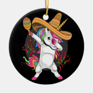 UNICORN MEXICAN HAT CINCO DE MAYO CERAMIC TREE DECORATION