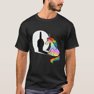 Unicorn Middle Finger For Women Sarcasm Funny Unic T-Shirt