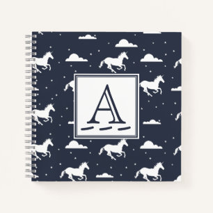 Unicorn Midnight Sky Pattern Monogram Notebook