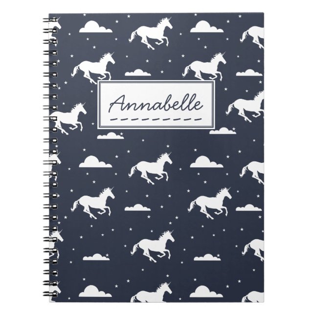 Unicorn Midnight Sky Pattern Notebook (Front)