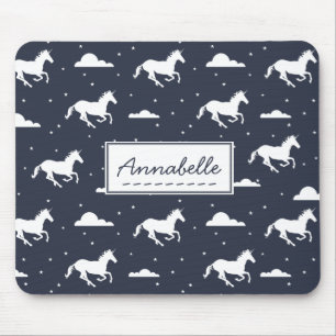 Unicorn Midnight Sky Pattern Personalised Mouse Mat