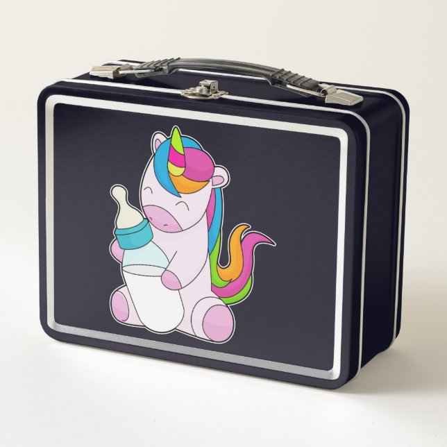 Unicorn Milk bottle Metal Lunch Box (Front)
