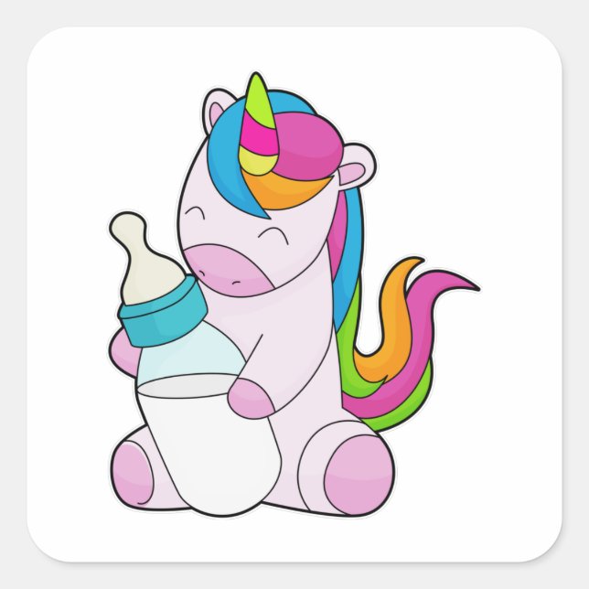 Unicorn Milk bottle Square Sticker (Front)