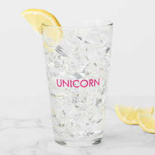 "Unicorn" minimalist hot pink fuchsia clear Glass