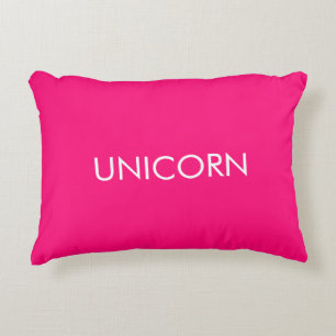 "Unicorn" minimalist hot pink fuchsia white Decorative Cushion