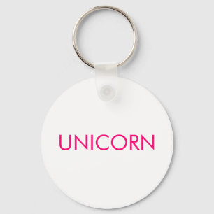 "Unicorn" minimalist hot pink fuchsia white Key Ring