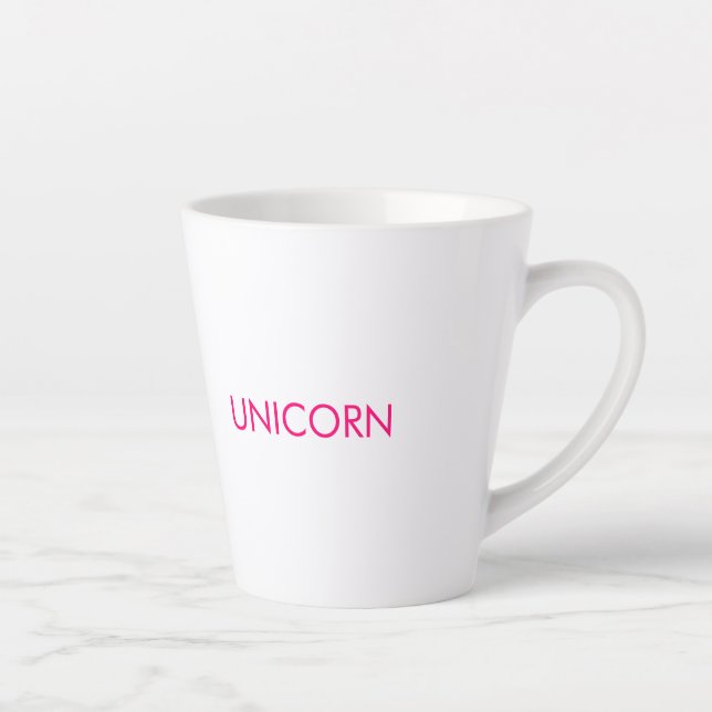 "Unicorn" minimalist hot pink fuchsia white Latte Mug (Right)
