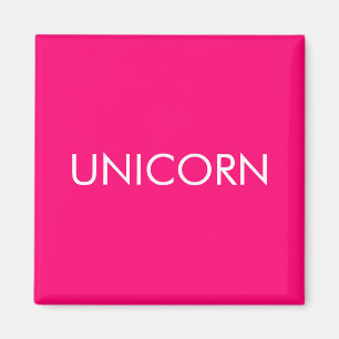 "Unicorn" minimalist hot pink fuchsia white Magnet