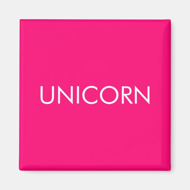 "Unicorn" minimalist hot pink fuchsia white Magnet (Front)