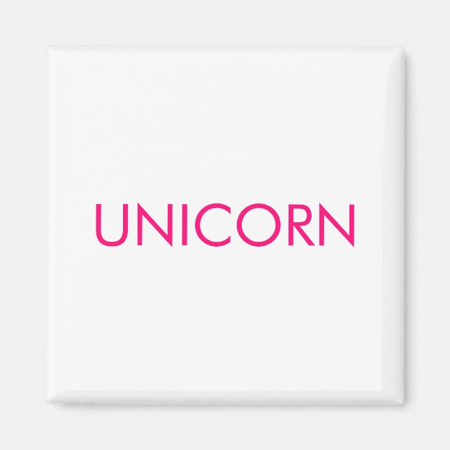 "Unicorn" minimalist hot pink fuchsia white Magnet (Front)