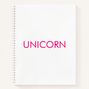 "Unicorn" minimalist hot pink fuchsia white Notebook