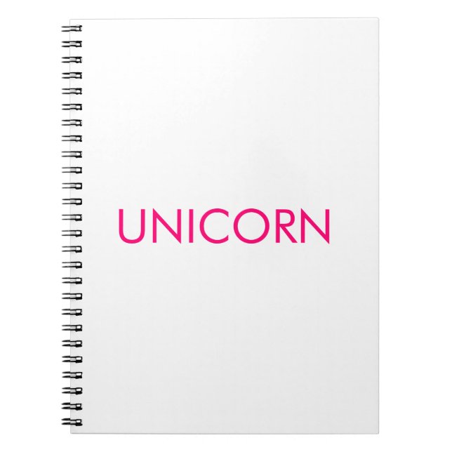 "Unicorn" minimalist hot pink fuchsia white Notebook (Front)