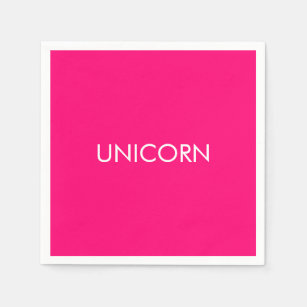 "Unicorn" minimalist hot pink fuchsia white paper Napkin