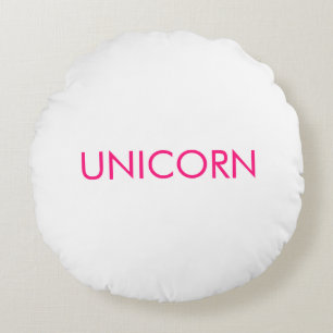 "Unicorn" minimalist hot pink fuchsia white Round Cushion