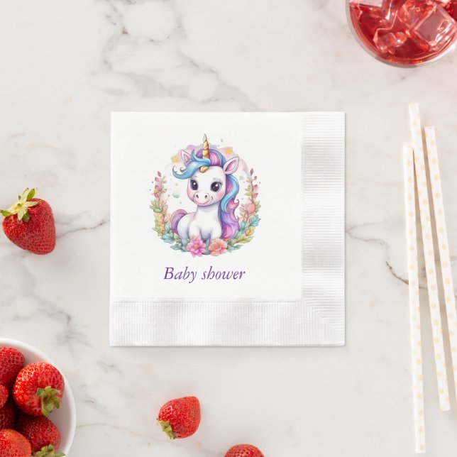 Unicorn Minimalist Rainbow positive  Baby Shower Napkin (Insitu)