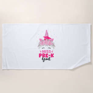 Unicorn Miss Pre-k Grad Preschool Graduation Girls Beach Towel