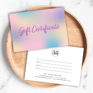 Unicorn Mix Faux Purple Glitter Gift Certificate