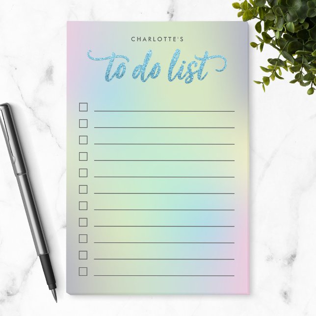 Unicorn Mix Pattern Faux Blue Glitter To Do List Post-it Notes (Creator Uploaded)