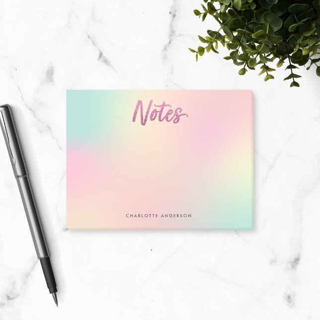 Unicorn Mix Pattern Faux Pink Glitter Post-it Notes (Creator Uploaded)