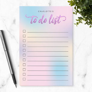 Unicorn Mix Pattern Faux Purple Glitter To Do List Post-it Notes