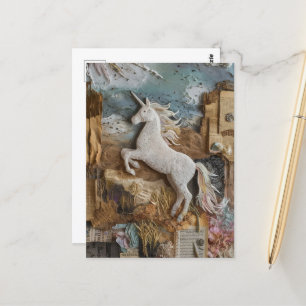 Unicorn Mixed Media Collage Postcard