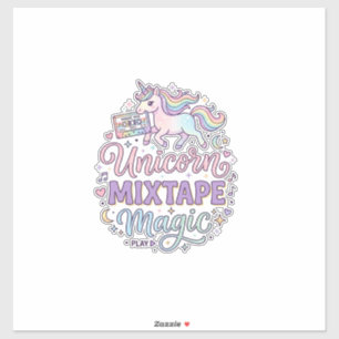 Unicorn Mixtape Magic Adorable Sticker and Shirt D
