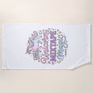 Unicorn Mixtape Magic Adorable Sticker and Shirt D Beach Towel
