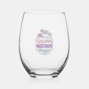 Unicorn Mixtape Magic Adorable Sticker and Shirt D Stemless Wine Glass