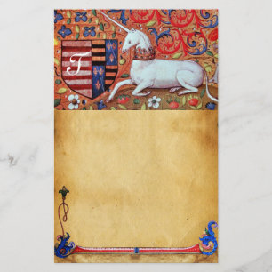 UNICORN MONOGRAM BROWN FLORAL PARCHMENT STATIONERY