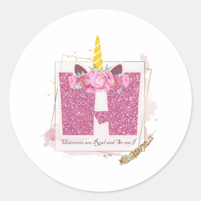 Unicorn Monogram H Custom Stickers (Front)
