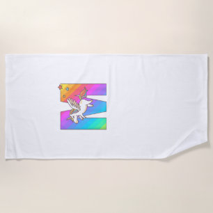 Unicorn Monogram Letter M Initial Cute Girls Birth Beach Towel